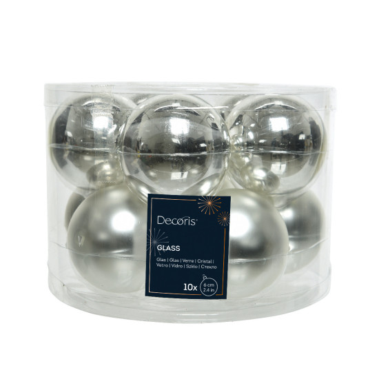 /Boule mix argent x10 de Déco de Noël - Jardinerie Bordeaux et Libourne dans Boule pour sapin de Noël