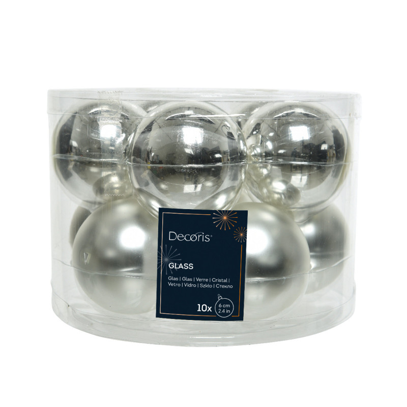 /Boule mix argent x10 de Déco de Noël - Jardinerie Bordeaux et Libourne dans Boule pour sapin de Noël