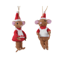 /Souris laine rouge/couleur 13.5cm de Déco de Noël - Jardinerie Bordeaux et Libourne dans 💡Guirlande et déco électrique