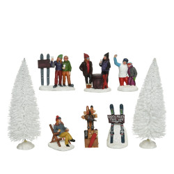 /Figurines sapins/skis x8 de Déco de Noël - Jardinerie Bordeaux et Libourne dans 🏘️Villages miniatures