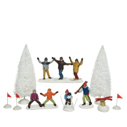 /Figurines sapins/drapeaux x10 de Déco de Noël - Jardinerie Bordeaux et Libourne dans 🏘️Villages miniatures