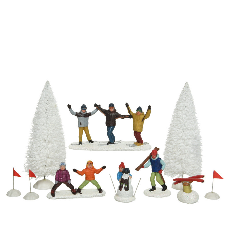 /Figurines sapins/drapeaux x10 de Déco de Noël - Jardinerie Bordeaux et Libourne dans 🏘️Villages miniatures