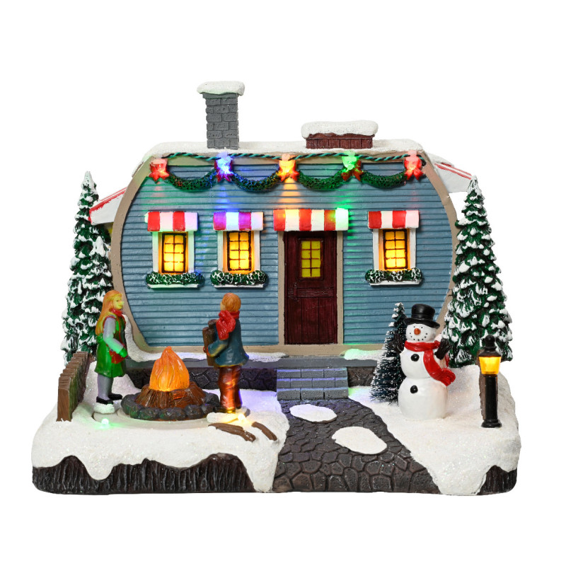 /Maison a/feu exterieur led multi 18.3cm de Déco de Noël - Jardinerie Bordeaux et Libourne dans 🏘️Villages miniatures
