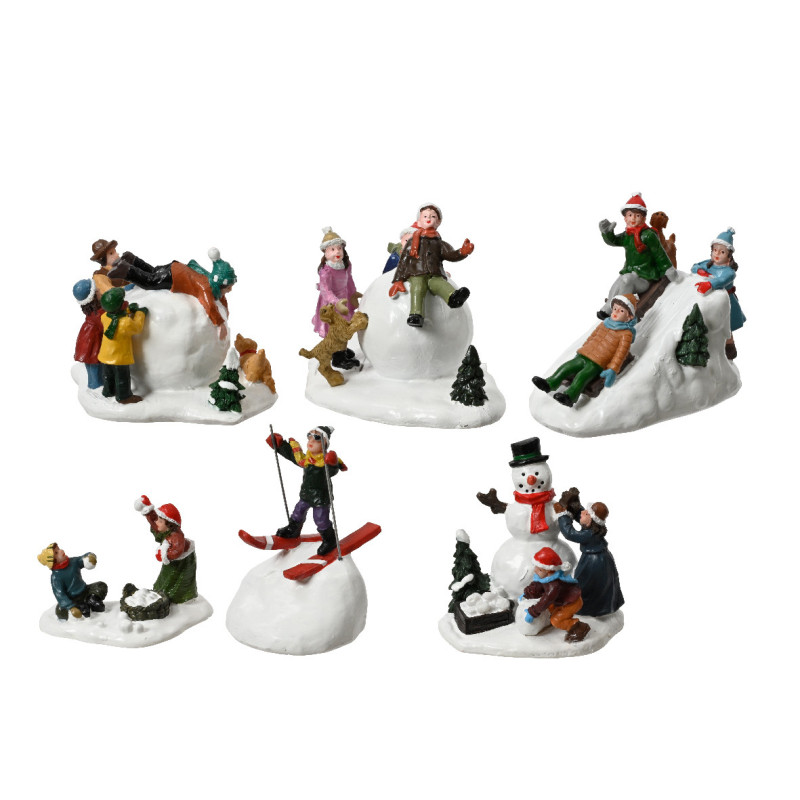 /Figurines assortis x3 6.5cm de Déco de Noël - Jardinerie Bordeaux et Libourne dans 🏘️Villages miniatures