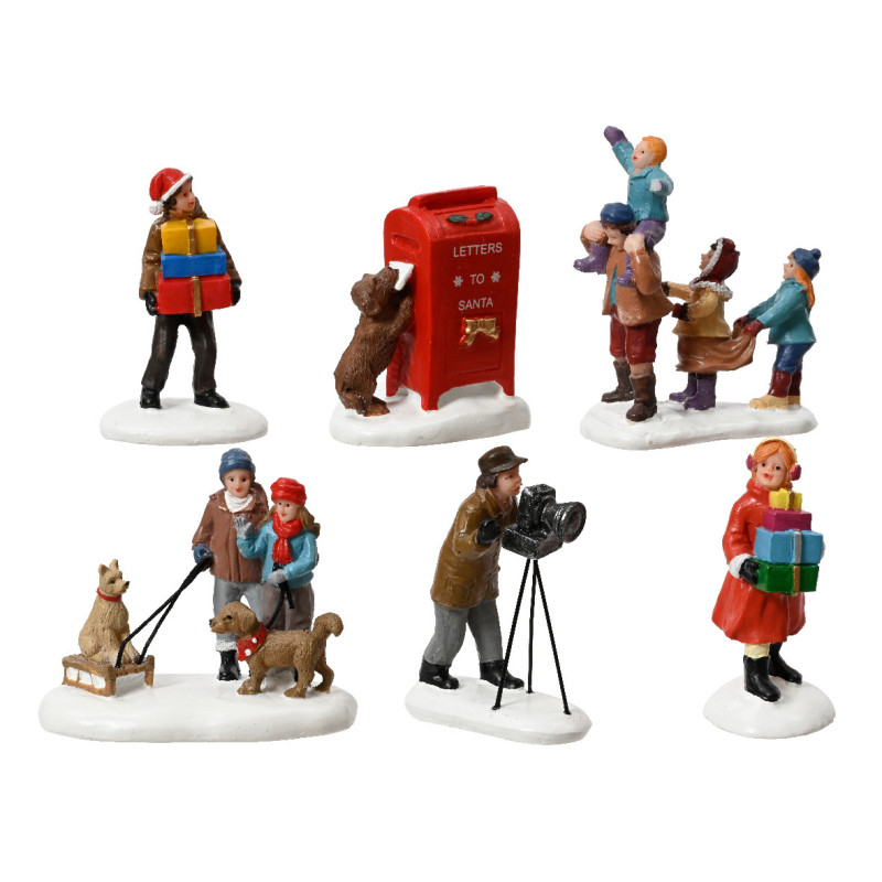 /Figurines assortis x6 7.5cm de Déco de Noël - Jardinerie Bordeaux et Libourne dans 🏘️Villages miniatures