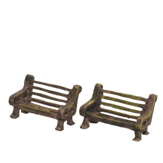 /Banc brun/brun mele x2 de Déco de Noël - Jardinerie Bordeaux et Libourne dans 🏘️Villages miniatures