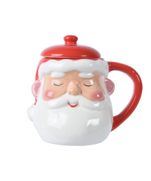 /Mug pere noel a/couvercle rouge/couleur de Déco de Noël - Jardinerie Bordeaux et Libourne dans 🍽️Décoration de table de Noël