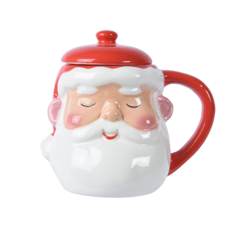 /Mug pere noel a/couvercle rouge/couleur de Déco de Noël - Jardinerie Bordeaux et Libourne dans 🍽️Décoration de table de Noël