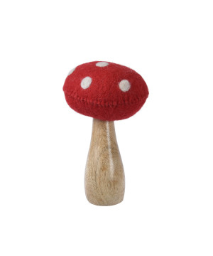 /Champignon bois/laine 26cm de Déco de Noël - Jardinerie Bordeaux et Libourne dans 🎅Figurine de Noël