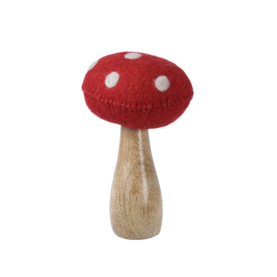 /Champignon bois/laine 26cm de Déco de Noël - Jardinerie Bordeaux et Libourne dans 🎅Figurine de Noël