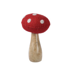 /Champignon bois/laine 26cm de Déco de Noël - Jardinerie Bordeaux et Libourne dans 🎅Figurine de Noël