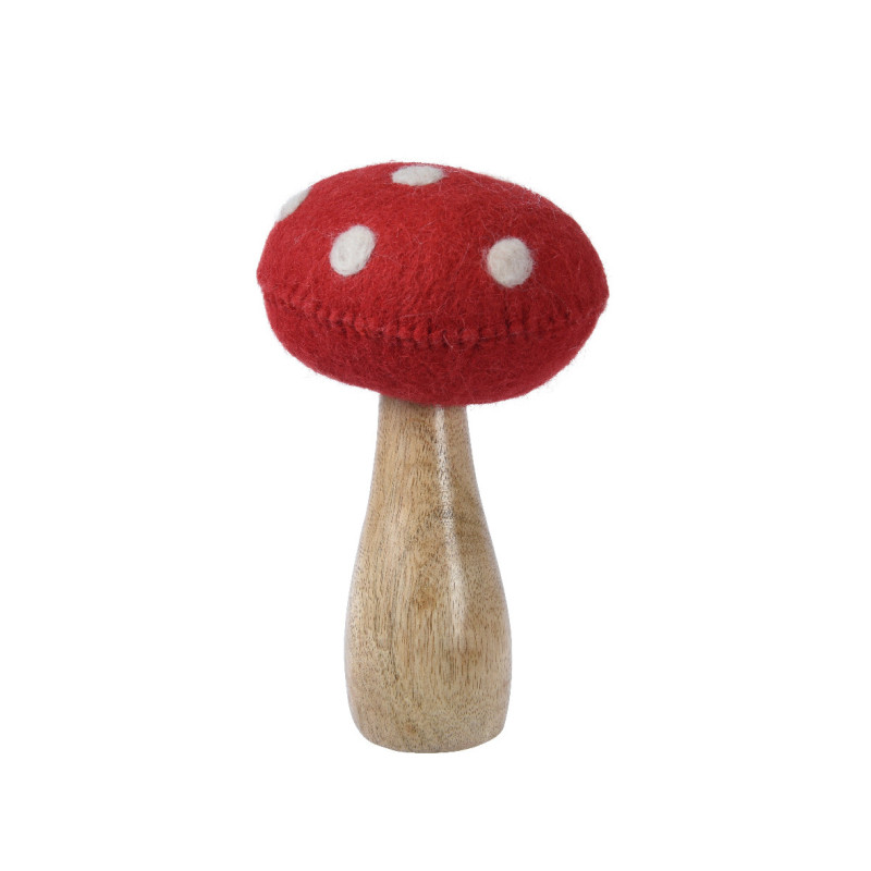 /Champignon bois/laine 26cm de Déco de Noël - Jardinerie Bordeaux et Libourne dans 🎅Figurine de Noël