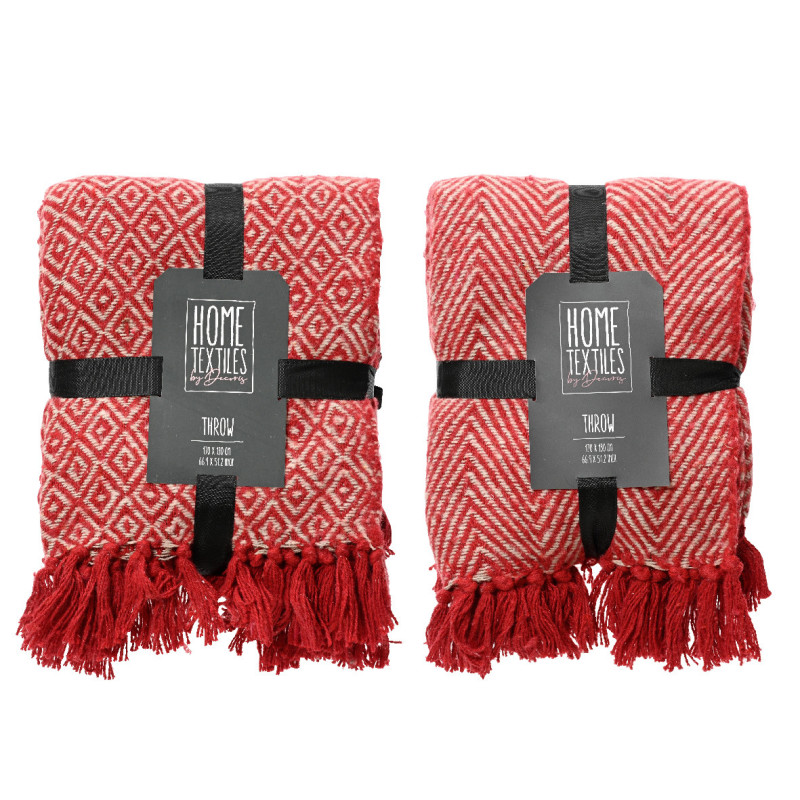 /Plaid franges rouge de Déco de Noël - Jardinerie Bordeaux et Libourne dans 🛋️Coussin et plaid de Noël
