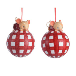 /Boule a/souris rouge/blanc d8 de Déco de Noël - Jardinerie Bordeaux et Libourne dans Boule pour sapin de Noël