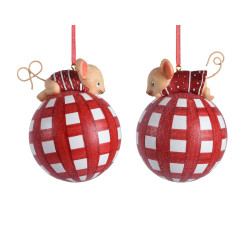 /Boule a/souris rouge/blanc d8 de Déco de Noël - Jardinerie Bordeaux et Libourne dans Boule pour sapin de Noël