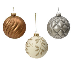 /Boule ligne-carreaux-feuille gris marbre de Déco de Noël - Jardinerie Bordeaux et Libourne dans Boule pour sapin de Noël