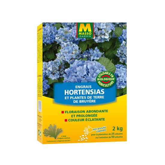 /ENGRAIS HORTENSIAS-RHODOS 2KG de Masso - Engrais bio et soin des plantes dans Engrais Granulé pour plantes