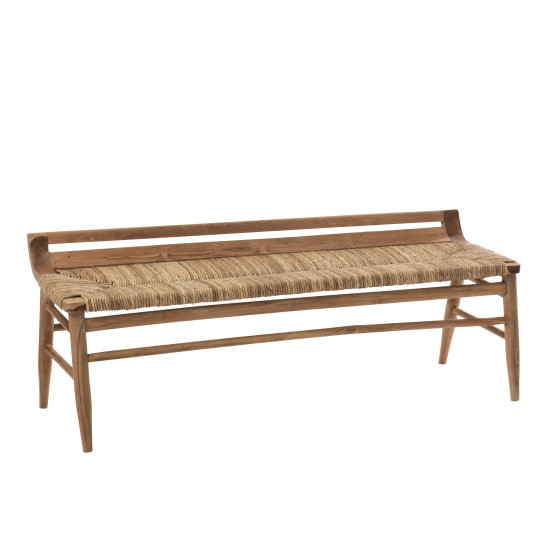 Banc ana bois teck brun 152.5x51.5x57.5cm de J-Line by Jolipa - Déco intérieur dans Chaise, fauteuil et pouf