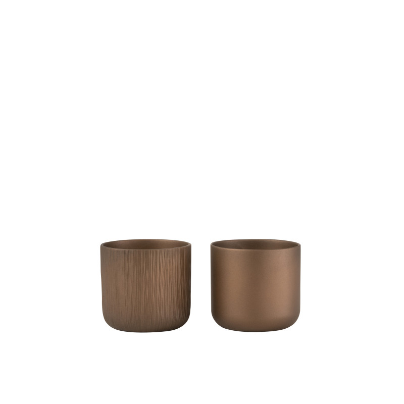 Cache pot gen ceramique or/cuivre s ass2 de J-Line by Jolipa - Déco intérieur dans Cache-pot et pot déco