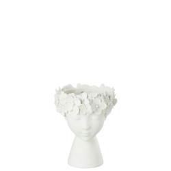 Cache pot tete resine blanc s de J-Line by Jolipa - Déco intérieur dans Cache-pot et pot déco