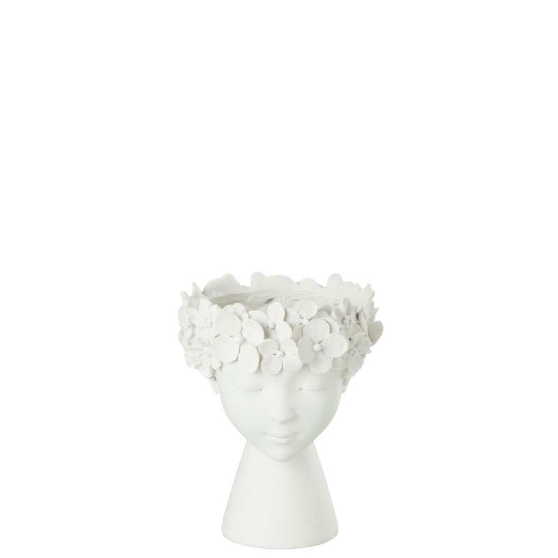 Cache pot tete resine blanc s de J-Line by Jolipa - Déco intérieur dans Cache-pot et pot déco