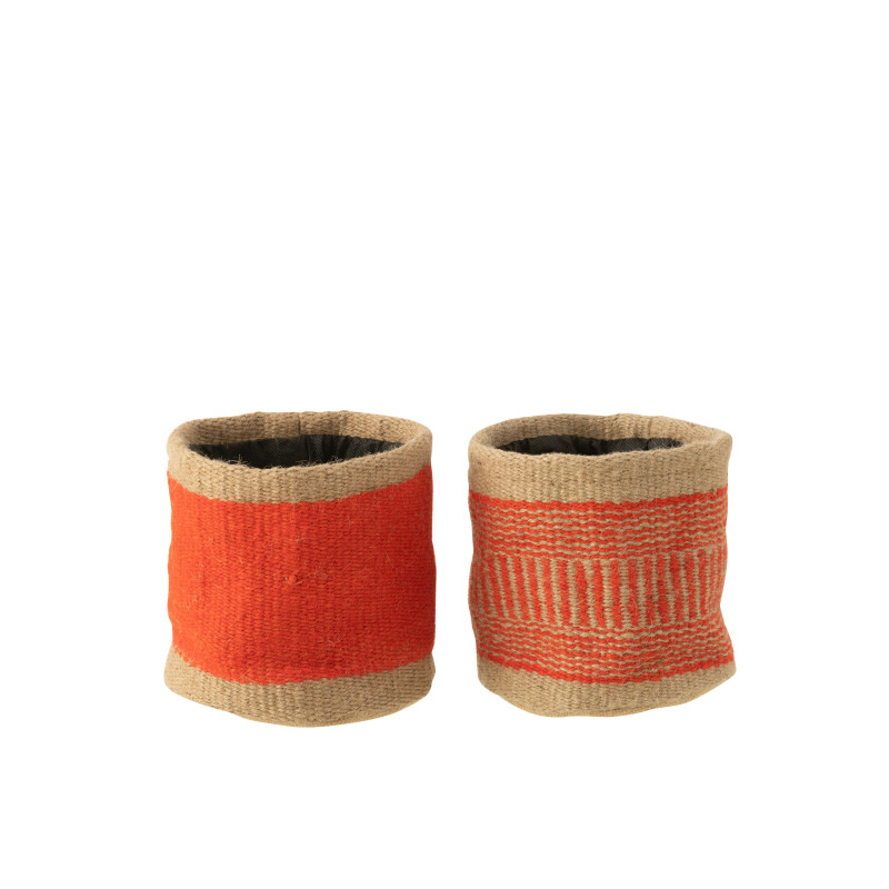 Panier rond+jute naturel/orange m ass2 de J-Line by Jolipa - Déco intérieur dans Corbeilles - Panières- Paniers