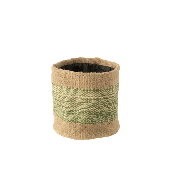 Panier rond+jute naturel/vert l de J-Line by Jolipa - Déco intérieur dans Corbeilles - Panières- Paniers