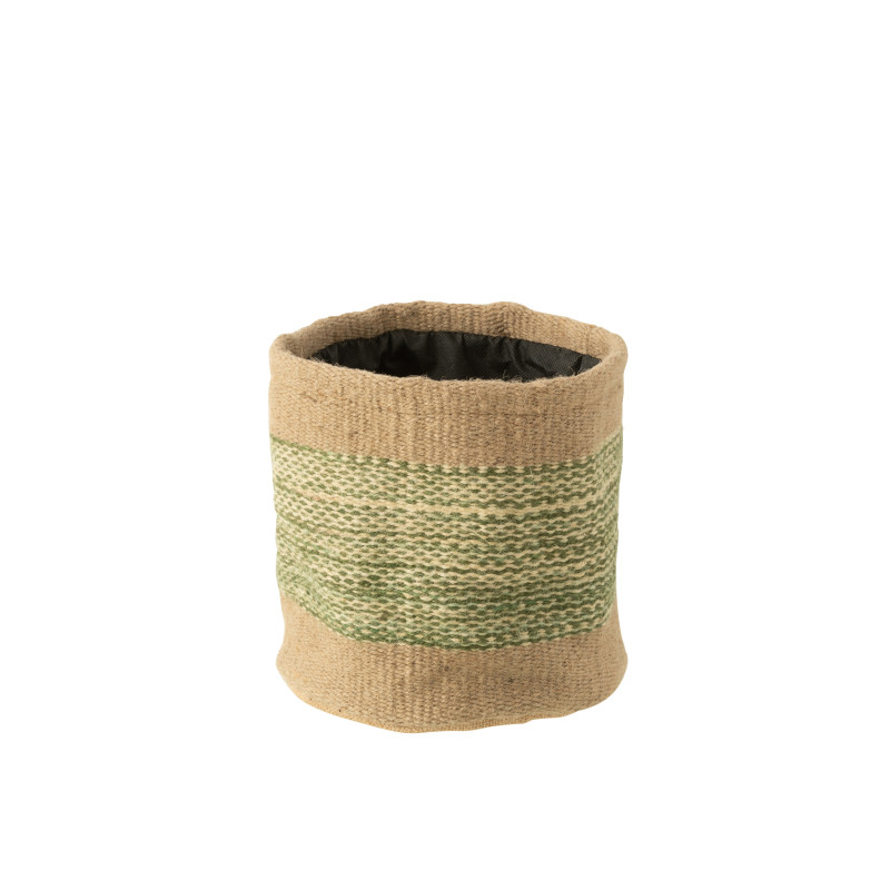 Panier rond+jute naturel/vert l de J-Line by Jolipa - Déco intérieur dans Corbeilles - Panières- Paniers