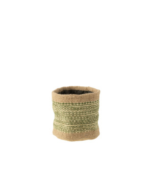 Panier rond+jute naturel/vert m de J-Line by Jolipa - Déco intérieur dans Corbeilles - Panières- Paniers