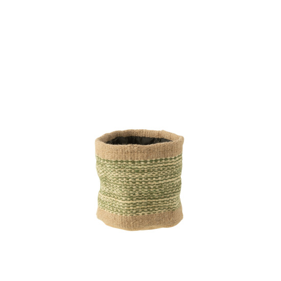Panier rond+jute naturel/vert m de J-Line by Jolipa - Déco intérieur dans Corbeilles - Panières- Paniers