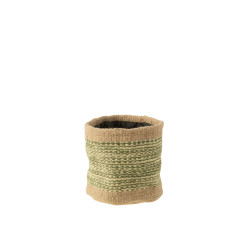 Panier rond+jute naturel/vert m de J-Line by Jolipa - Déco intérieur dans Corbeilles - Panières- Paniers