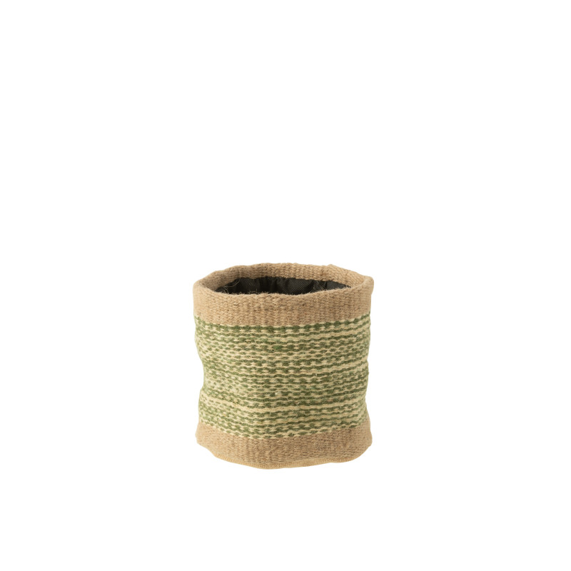 Panier rond+jute naturel/vert m de J-Line by Jolipa - Déco intérieur dans Corbeilles - Panières- Paniers