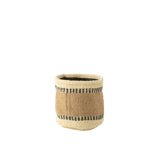 Panier rond+jute naturel/beige m de J-Line by Jolipa - Déco intérieur dans Corbeilles - Panières- Paniers