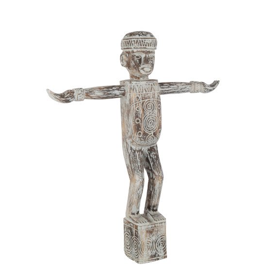 Statue en bois naturel edmund 64x11x75cm de J-Line by Jolipa - Déco intérieur dans Sculpture et sujet