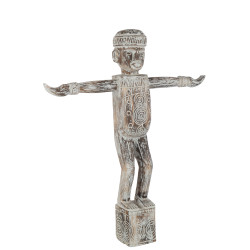 Statue en bois naturel edmund 64x11x75cm de J-Line by Jolipa - Déco intérieur dans Sculpture et sujet