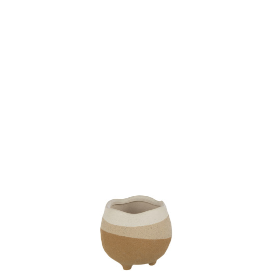 Cache pot s/pied ceramique beige/marron clair s de J-Line by Jolipa - Déco intérieur dans Cache-pot et pot déco