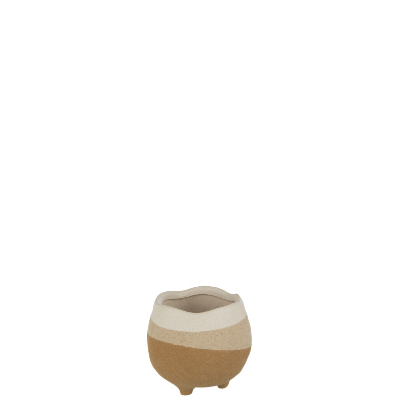 Cache pot s/pied ceramique beige/marron clair s de J-Line by Jolipa - Déco intérieur dans Cache-pot et pot déco