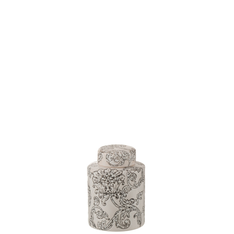 Urne zen porcelaine blanc/noir s de J-Line by Jolipa - Déco intérieur dans Vase