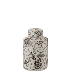 Urne zen porcelaine blanc/noir l de J-Line by Jolipa - Déco intérieur dans Vase