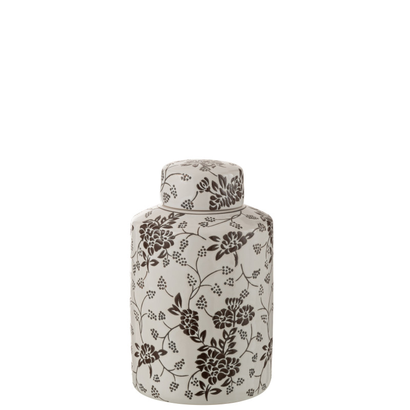 Urne zen porcelaine blanc/noir l de J-Line by Jolipa - Déco intérieur dans Vase