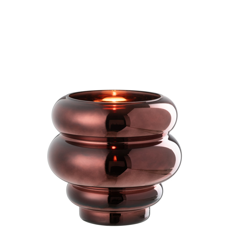 Photophore/vase clea verre prune 20x20x20cm de J-Line by Jolipa - Déco intérieur dans Photophore