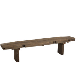 Banc brut recycle bois marron 190x38x46cm de J-Line by Jolipa - Déco intérieur dans Chaise, fauteuil et pouf