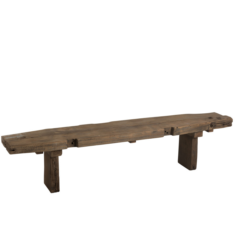 Banc brut recycle bois marron 190x38x46cm de J-Line by Jolipa - Déco intérieur dans Chaise, fauteuil et pouf