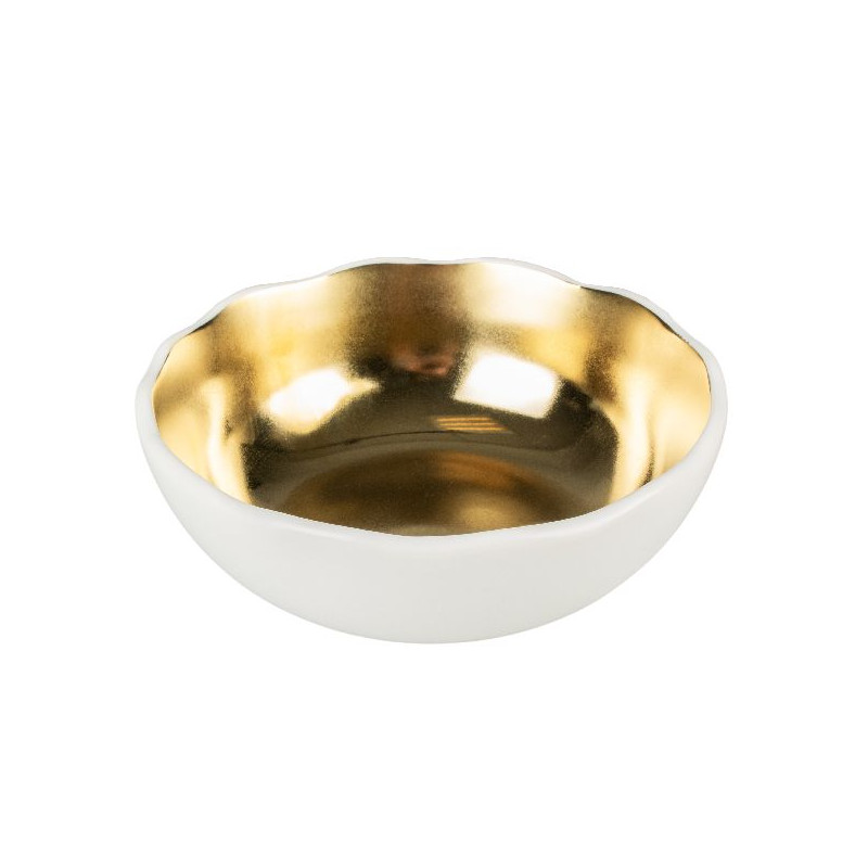 Mangeoire stone s 200ml 12x12x4cm blanc/or de Laroy - aliments et d'accessoires pour animaux de compagnie dans Gamelles, dist...