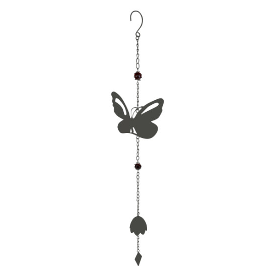 Carillon papillon avec perles anthracite de Louis moulin, décoration pour le jardin dans Carillon
