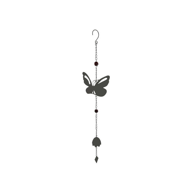 Carillon papillon avec perles anthracite de Louis moulin, décoration pour le jardin dans Carillon