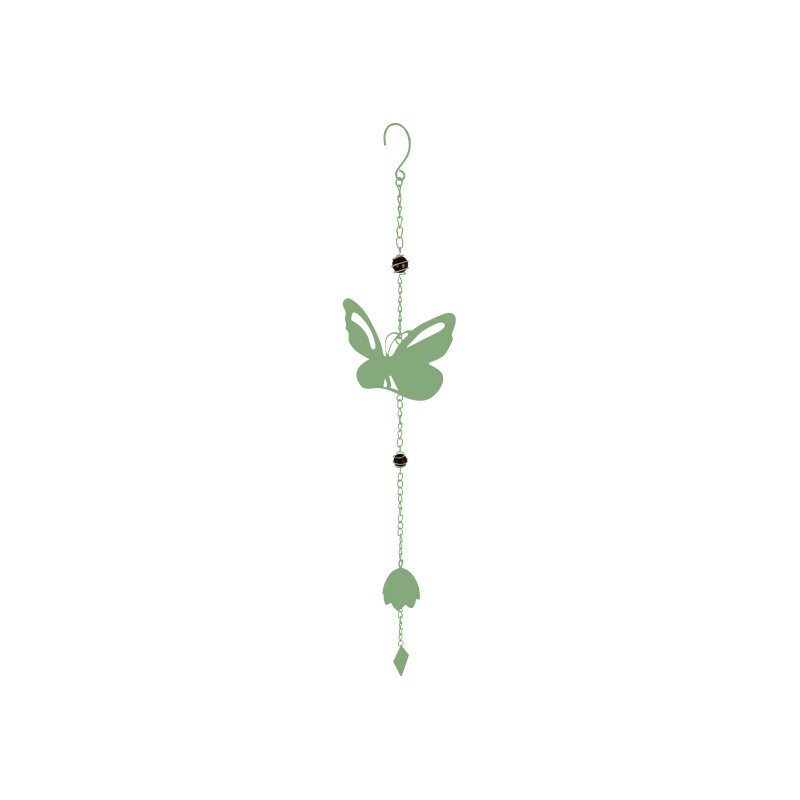 Carillon papillon avec perles vert pâle de Louis moulin, décoration pour le jardin dans Carillon