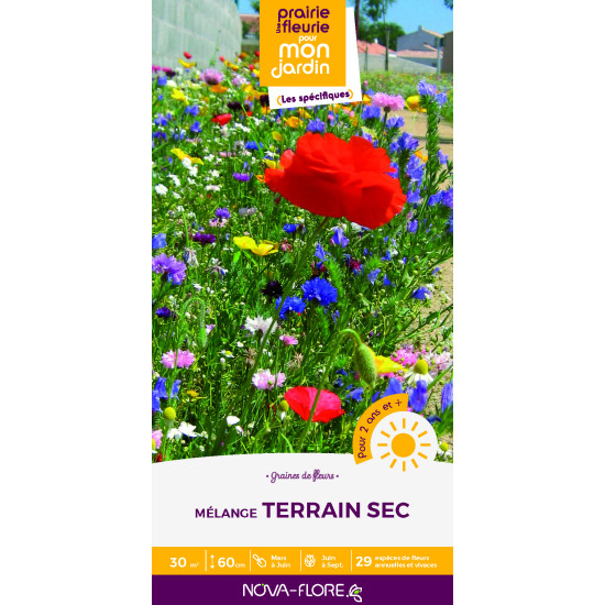 TERRAIN SEC BOITE FLEURS 200G de Novaflore - fleurs melliferes pour papillons et abeilles dans Graines de Jachere fleurie