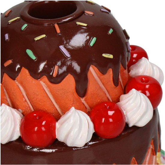 Bougeoir gateau polyresine multi 12x12x11cm de Jardinerie Bordeaux Libourne Gironde dans Bougeoirs et lanterne pour bougies