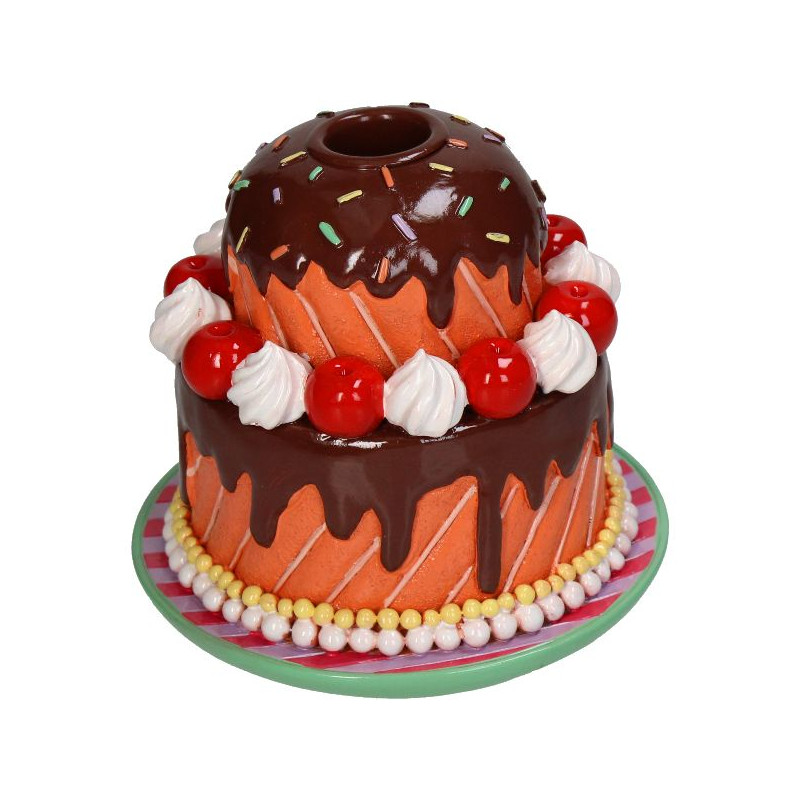 Bougeoir gateau polyresine multi 12x12x11cm de Jardinerie Bordeaux Libourne Gironde dans Bougeoirs et lanterne pour bougies